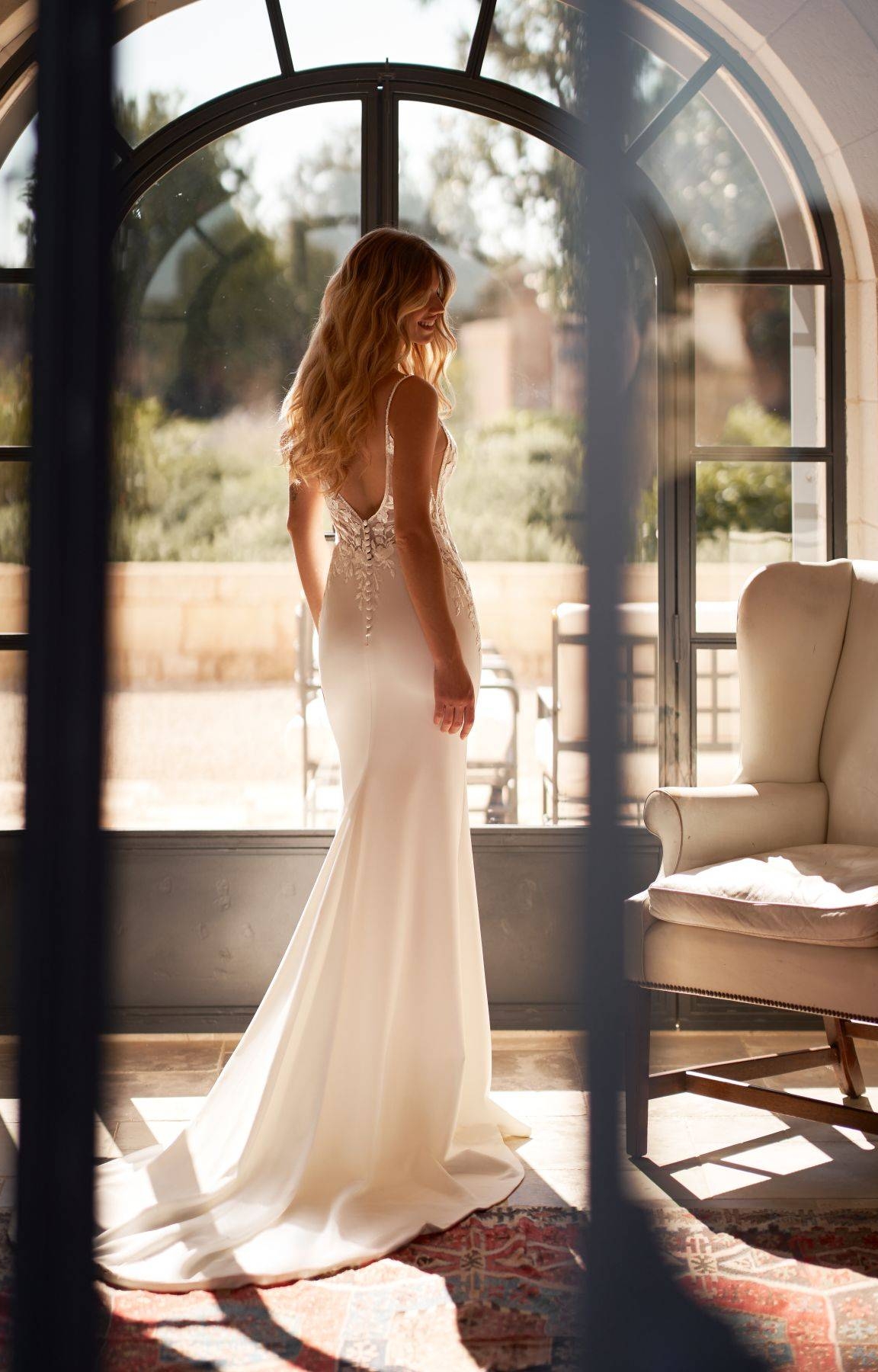 Robe de mariée sirène en crêpe avec dos nu Marseille