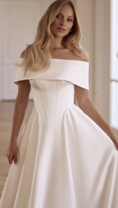 Robe de mariée princesse POZERI, à Marseille,  avec corset structuré et satin élégant