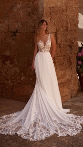 Robe de mariée trapèze en mousseline Marseille