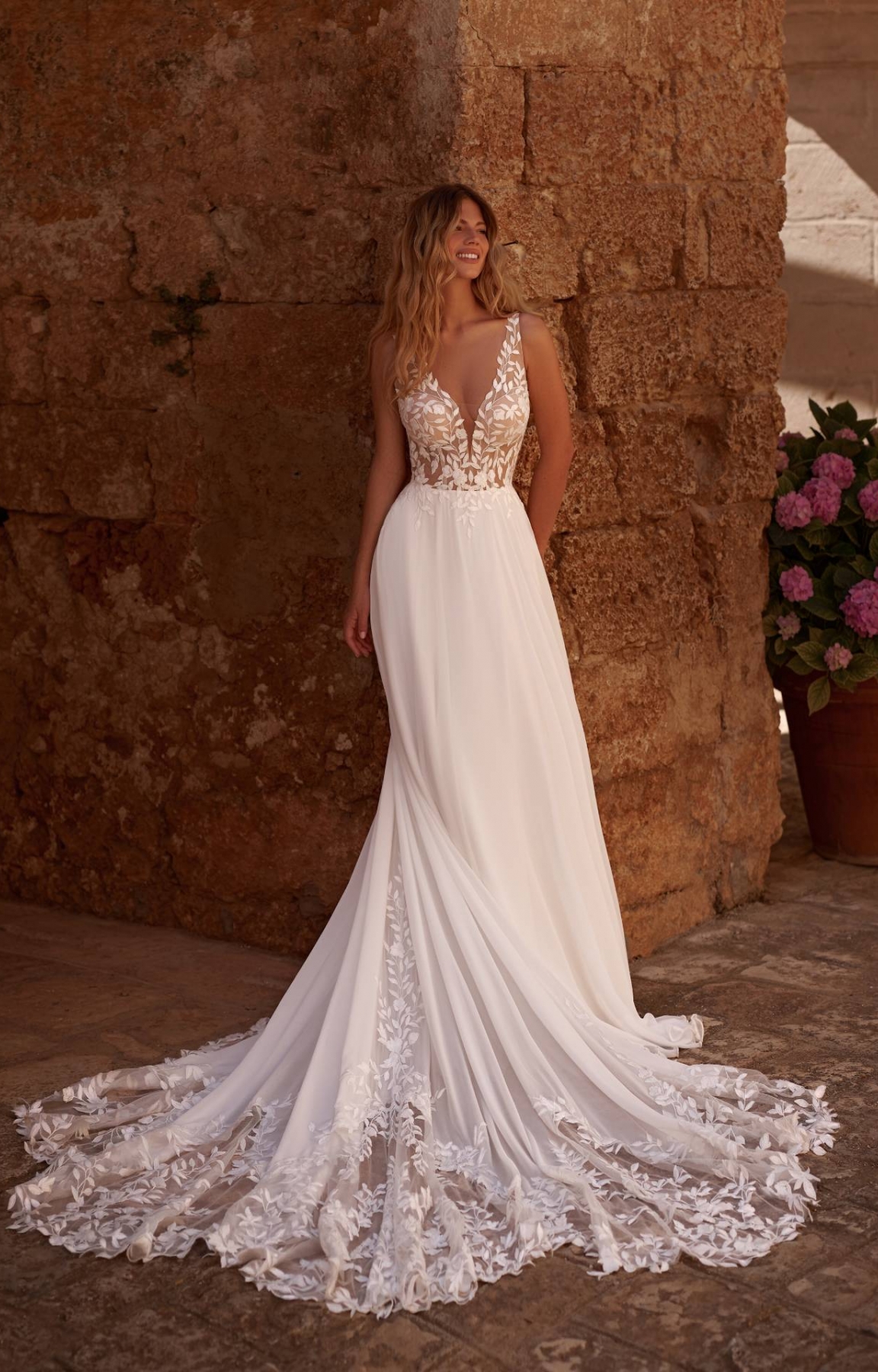 Robe de mariée trapèze en mousseline Marseille