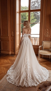 Robe de mariée trapèze bustier avec manchons Marseille