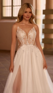 Robe de mariée trapèze avec fines bretelles Marseille